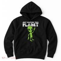 Alien Wave Just Visiting This Planet Funny Women Hoodie thumb 0
