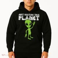 Alien Wave Just Visiting This Planet Funny Women Hoodie thumb 2