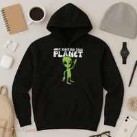 Alien Wave Just Visiting This Planet Funny Women Hoodie thumb 3