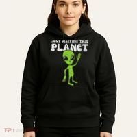 Alien Wave Just Visiting This Planet Funny Women Hoodie thumb 5
