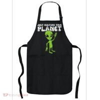 Alien Wave Just Visiting This Planet Funny Women Apron thumb 0