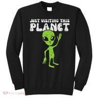 Alien Wave Just Visiting This Planet Funny Women Sweatshirt thumb 0