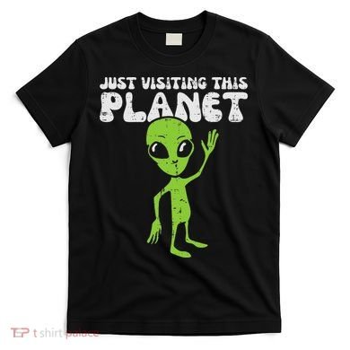 Alien Wave Just Visiting This Planet Funny Women T-Shirt