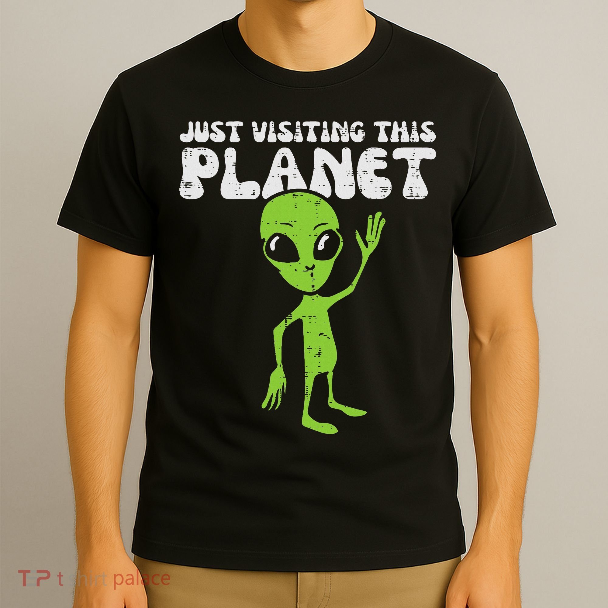 Alien Wave Just Visiting This Planet Funny Women T-Shirt