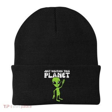 Alien Wave Just Visiting This Planet Funny Women Beanie