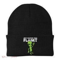 Alien Wave Just Visiting This Planet Funny Women Beanie thumb 0