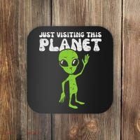Alien Wave Just Visiting This Planet Funny Women Coaster thumb 0