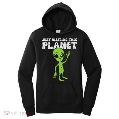 Alien Wave Just Visiting This Planet Funny Women Women's Hoodie