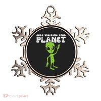Alien Wave Just Visiting This Planet Funny Women Ornament thumb 0