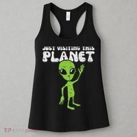 Alien Wave Just Visiting This Planet Funny Women Women's Tank Top thumb 3