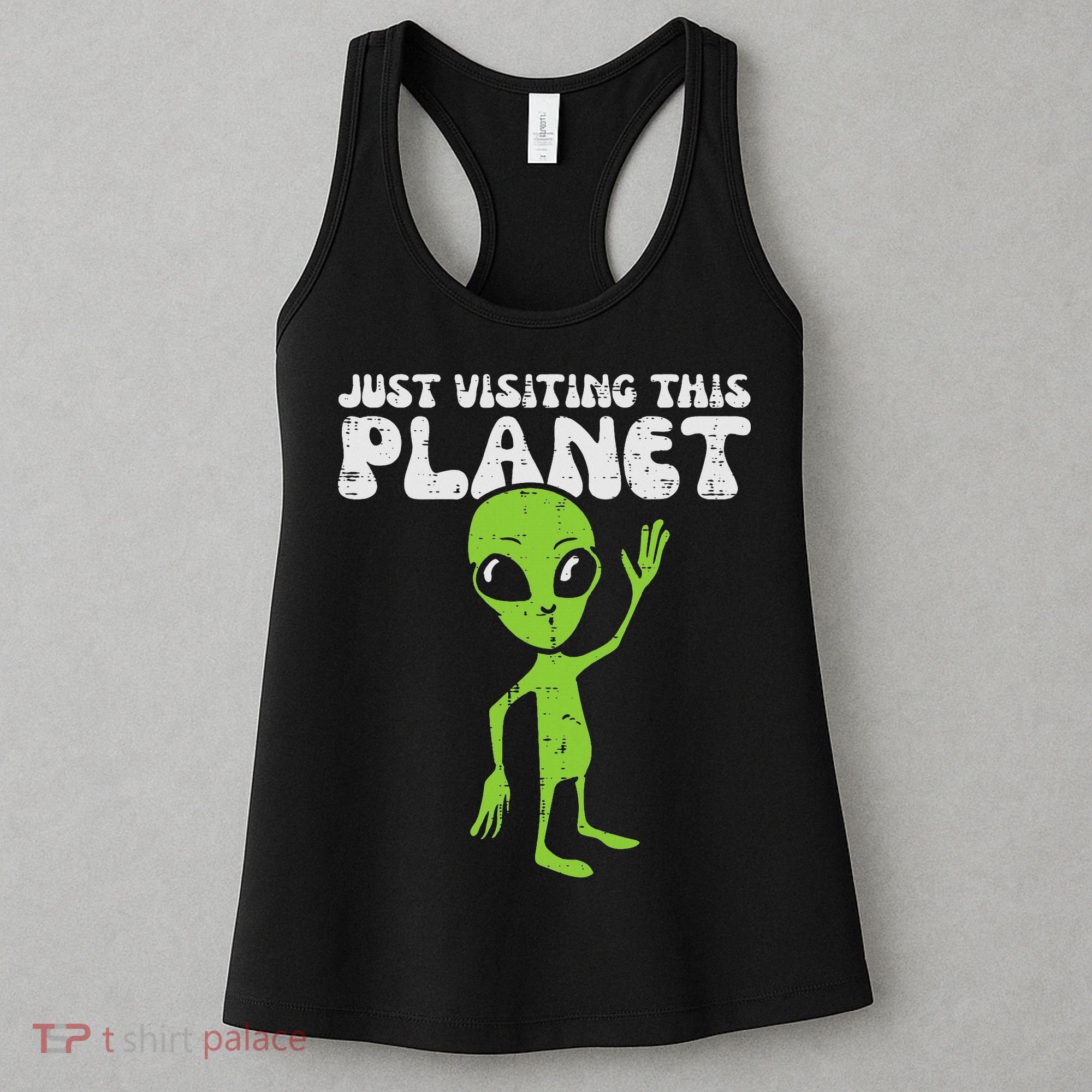 Alien Wave Just Visiting This Planet Funny Women Women's Tank Top
