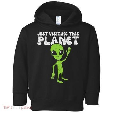 Alien Wave Just Visiting This Planet Funny Women Toddler Hoodie