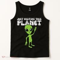Alien Wave Just Visiting This Planet Funny Women Tank Top thumb 2
