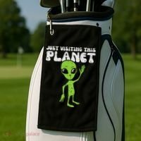 Alien Wave Just Visiting This Planet Funny Women Golf Towel thumb 2