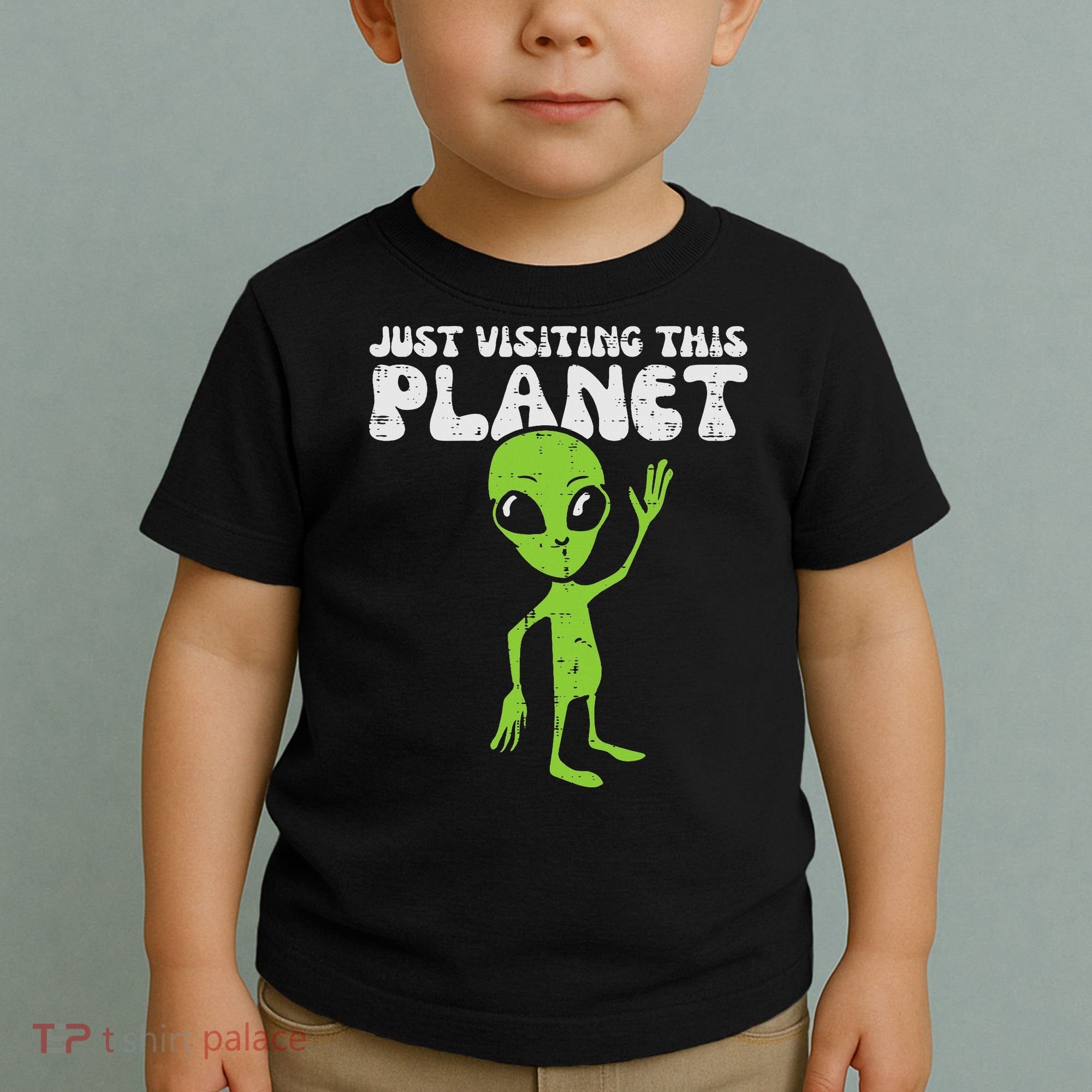 Alien Wave Just Visiting This Planet Funny Women Toddler T-Shirt