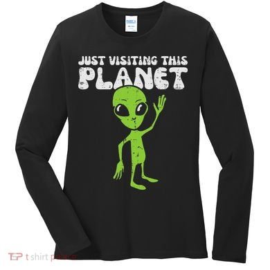 Alien Wave Just Visiting This Planet Funny Women Women's Long Sleeve Shirt