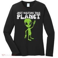 Alien Wave Just Visiting This Planet Funny Women Women's Long Sleeve Shirt thumb 0