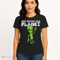 Alien Wave Just Visiting This Planet Funny Women Women's T-Shirt thumb 4