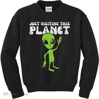 Alien Wave Just Visiting This Planet Funny Women Kids Sweatshirt