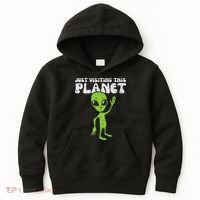 Alien Wave Just Visiting This Planet Funny Women Kids Hoodie thumb 0