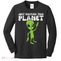 Alien Wave Just Visiting This Planet Funny Women Kids Long Sleeve Shirt thumb 0