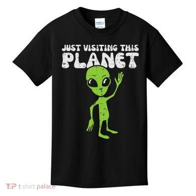 Alien Wave Just Visiting This Planet Funny Women Kids T-Shirt