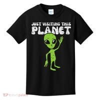 Alien Wave Just Visiting This Planet Funny Women Kids T-Shirt thumb 0