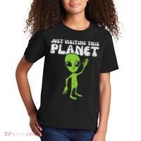 Alien Wave Just Visiting This Planet Funny Women Kids T-Shirt thumb 2