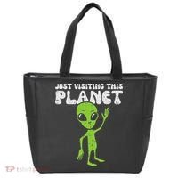 Alien Wave Just Visiting This Planet Funny Women Tote Bag thumb 0