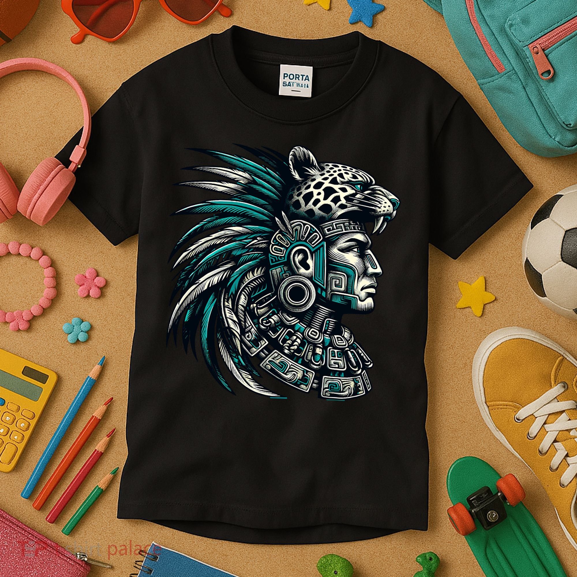 Aztec Warrior Jaguar Kids T-Shirt