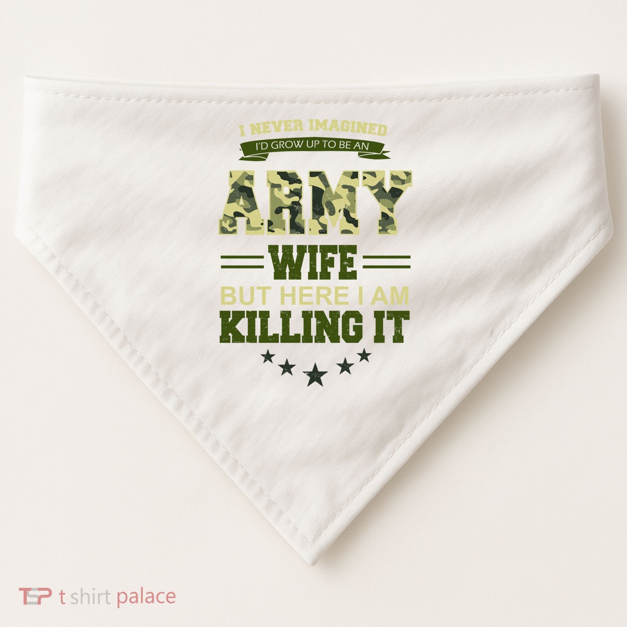Army Wife Killing It Quote USA-Made Doggie Bandana