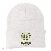 Army Wife Killing It Quote Beanie thumb 0