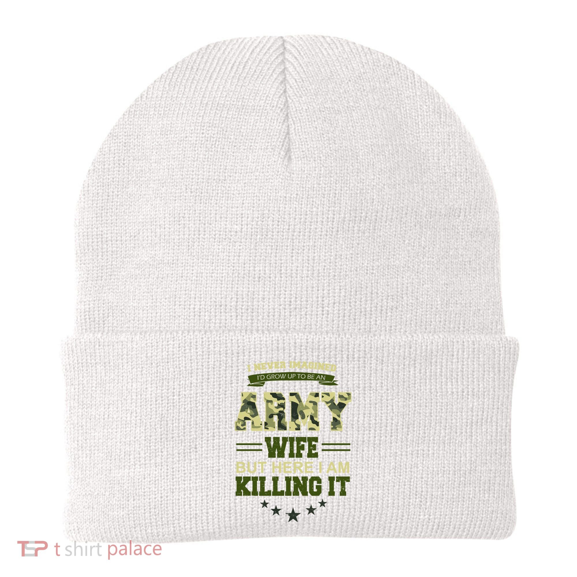 Army Wife Killing It Quote Beanie