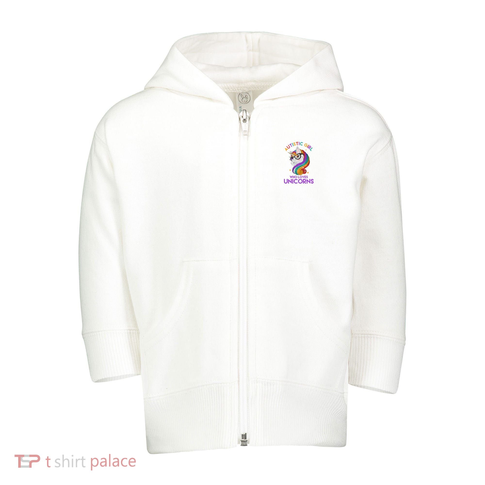 Autistic Who Loves Unicorns Toddler Zip Fleece Hoodie