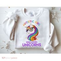 Autistic Who Loves Unicorns Sweatshirt thumb 2