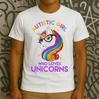 Autistic Who Loves Unicorns T-Shirt thumb 3