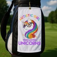 Autistic Who Loves Unicorns Golf Towel thumb 2