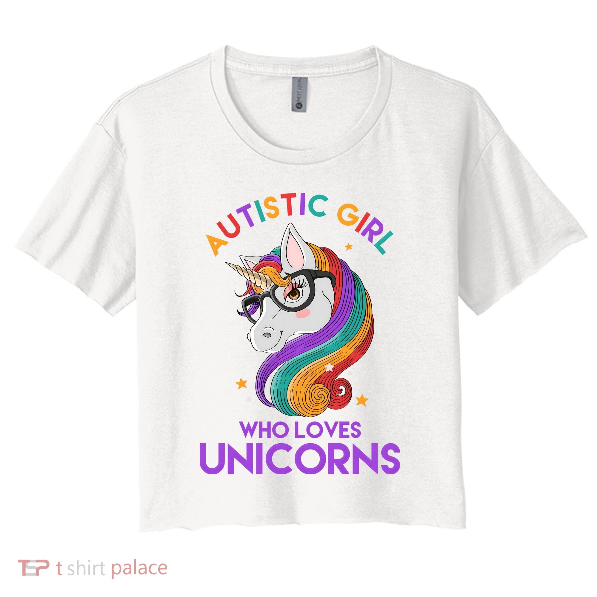Autistic Who Loves Unicorns Women's Crop Top Tee