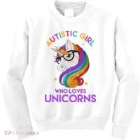 Autistic Who Loves Unicorns Kids Sweatshirt thumb 0