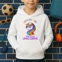 Autistic Who Loves Unicorns Kids Hoodie thumb 2