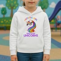 Autistic Who Loves Unicorns Kids Hoodie thumb 3