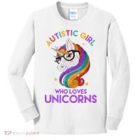 Autistic Who Loves Unicorns Kids Long Sleeve Shirt thumb 0