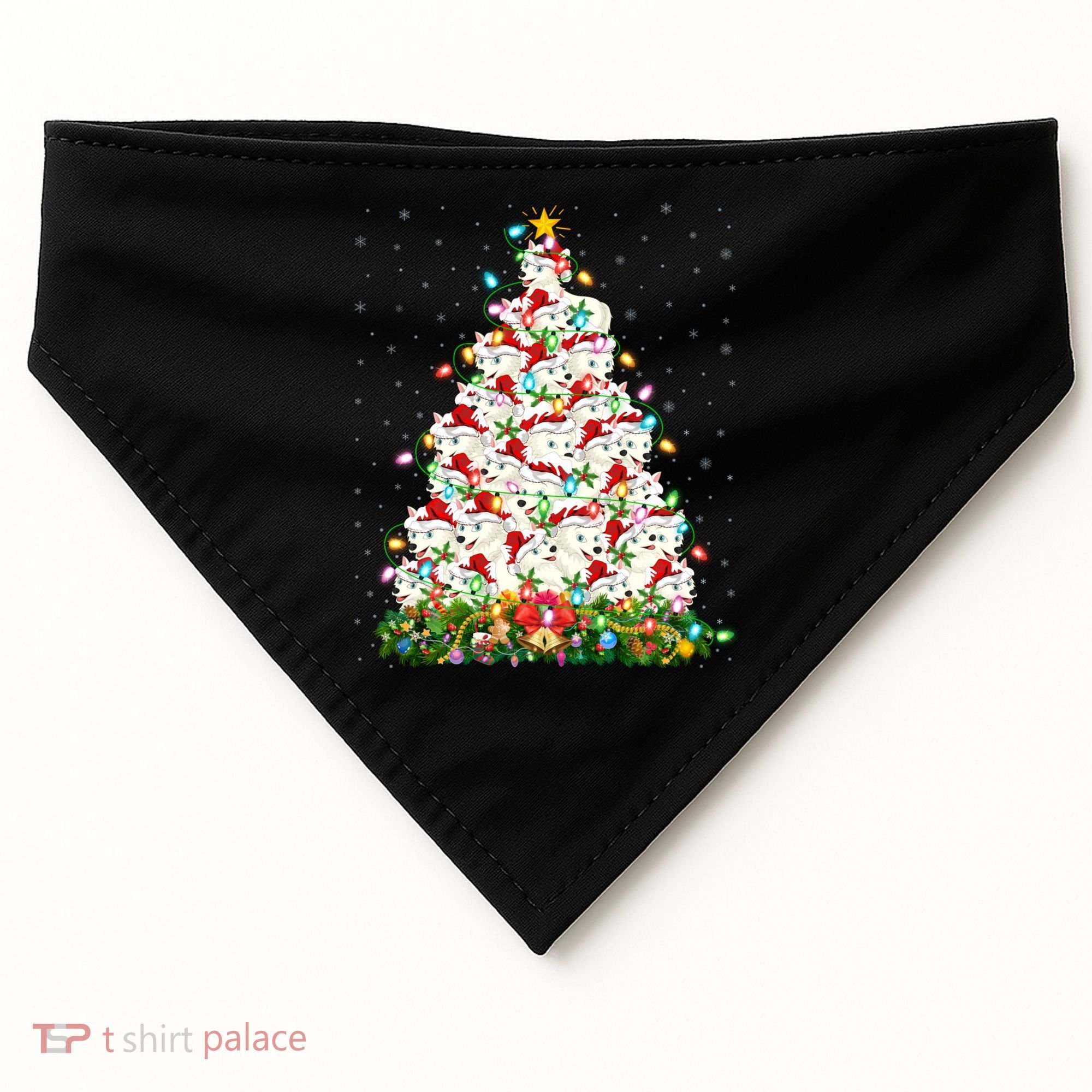 Arctic Wolf Lover Xmas Lights Arctic Wolf Christmas Tree USA-Made Doggie Bandana
