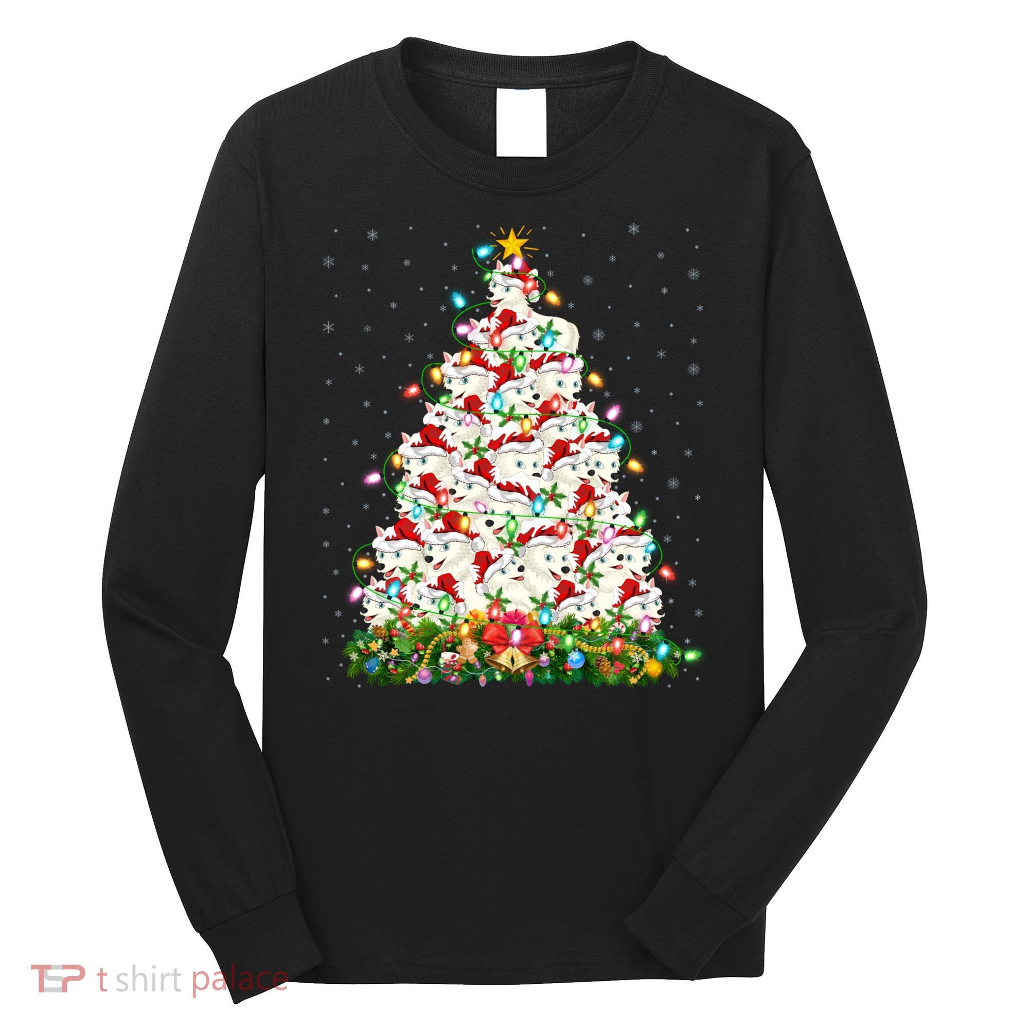 Arctic Wolf Lover Xmas Lights Arctic Wolf Christmas Tree Long Sleeve Shirt