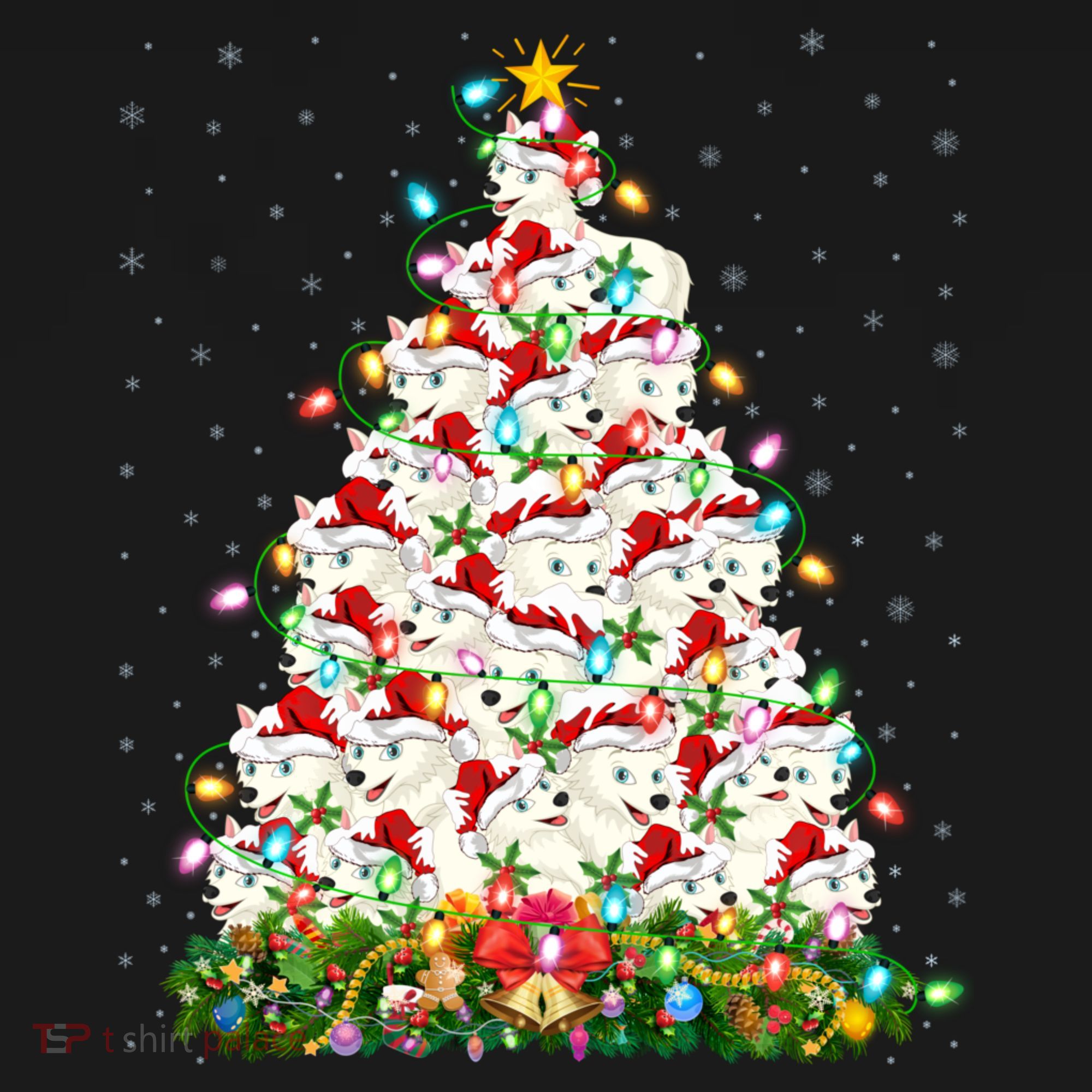 Arctic Wolf Lover Xmas Lights Arctic Wolf Christmas Tree Pajama Set