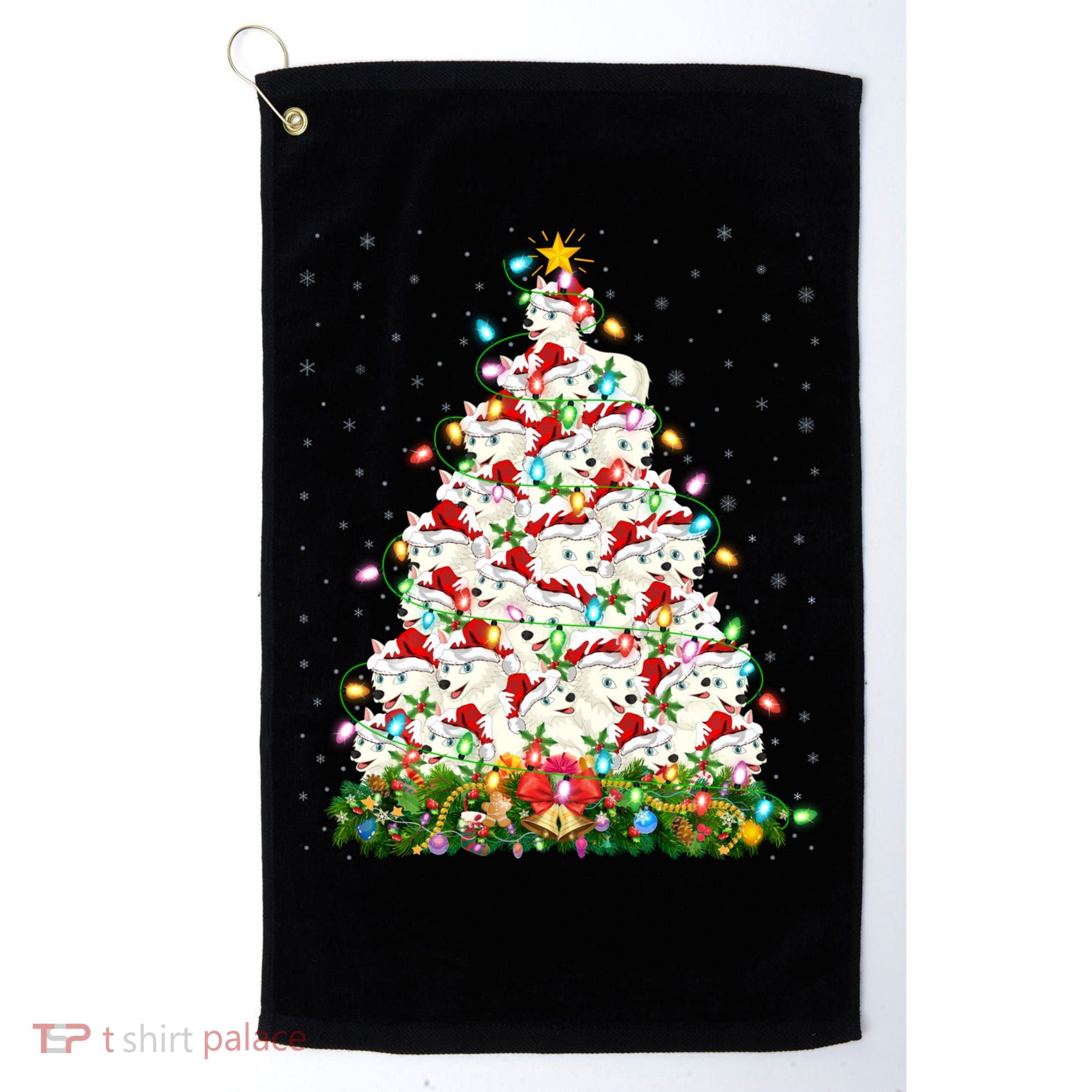 Arctic Wolf Lover Xmas Lights Arctic Wolf Christmas Tree Golf Towel