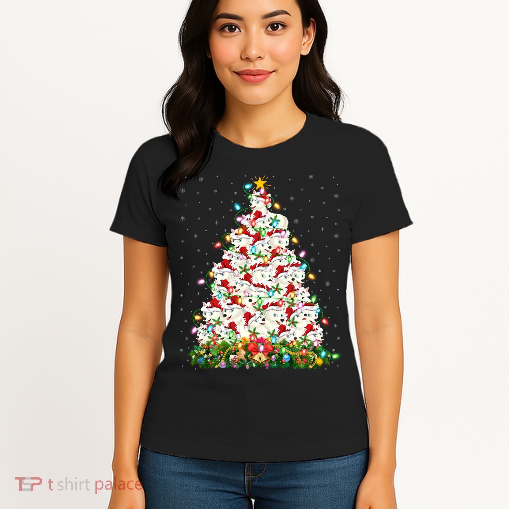 Arctic Wolf Lover Xmas Lights Arctic Wolf Christmas Tree Women's T-Shirt