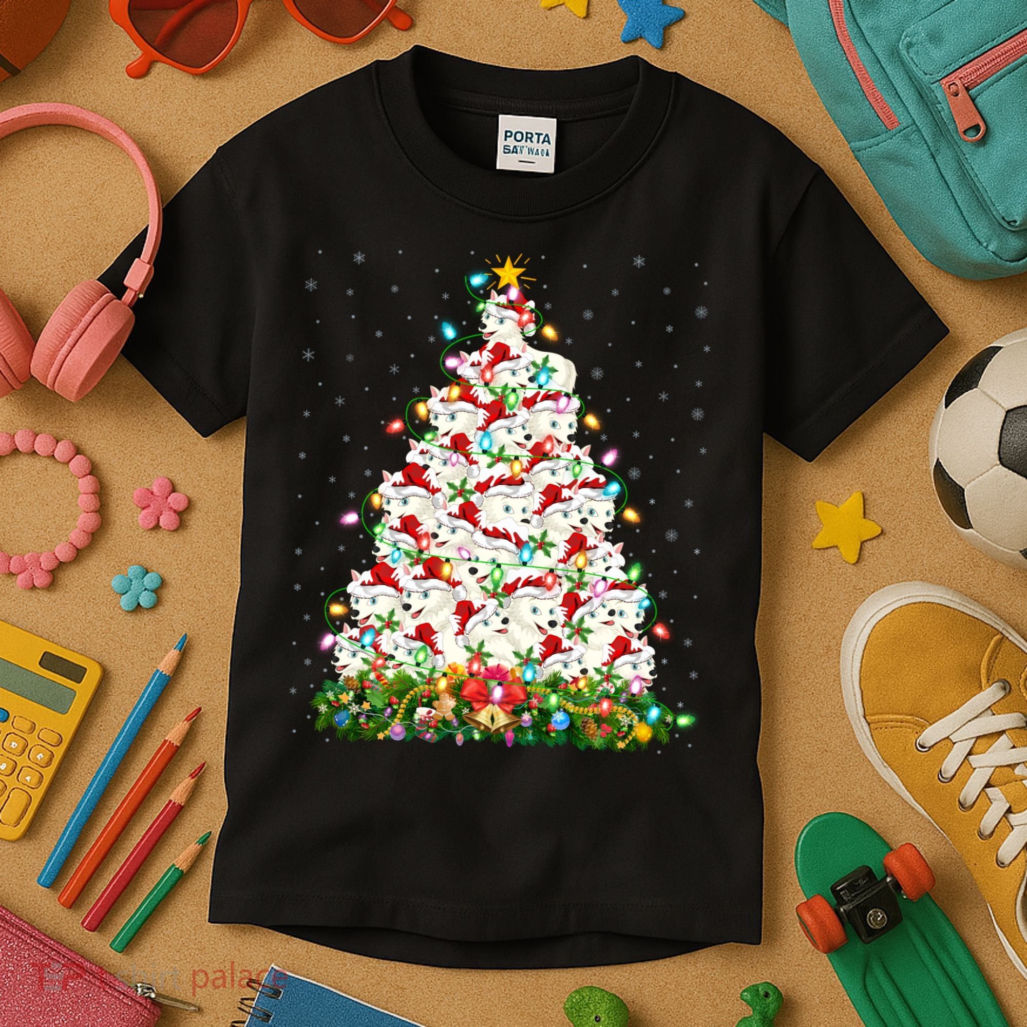 Arctic Wolf Lover Xmas Lights Arctic Wolf Christmas Tree Kids T-Shirt