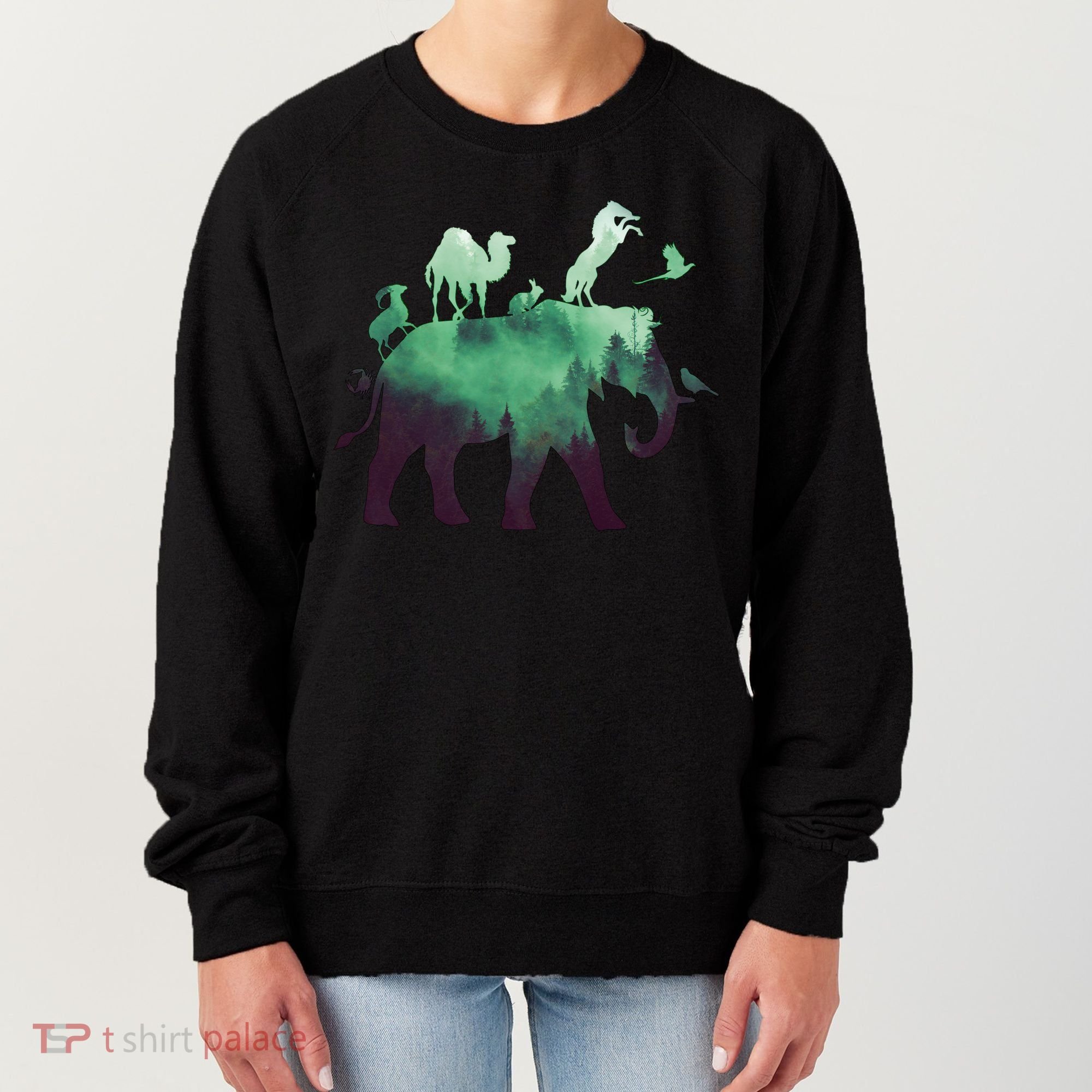 Animal Wild Life Forest Double Exposure Women's Sweatshirt
