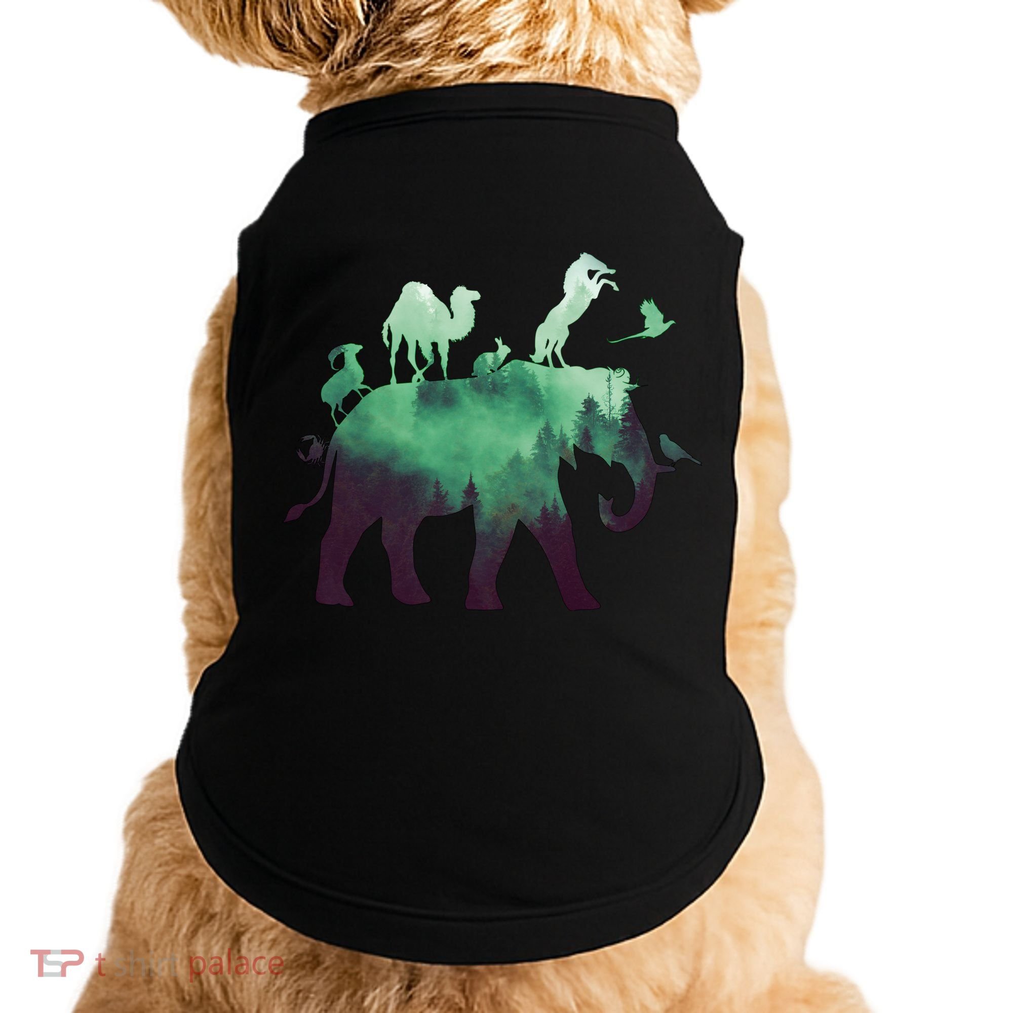 Animal Wild Life Forest Double Exposure Doggie Tank